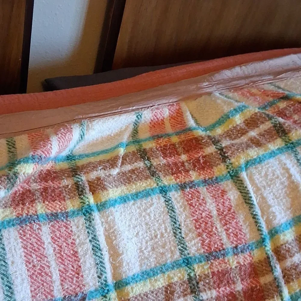 Acrylic Plaid Blanket Green White Pastels 75